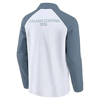 Veste Fanatics blanche à manches raglan et fermeture éclair quart de tour pour homme, motif Jeux olympiques d'hiver Milano Cortina 2026