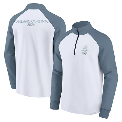 Veste Fanatics blanche à manches raglan et fermeture éclair quart de tour pour homme, motif Jeux olympiques d'hiver Milano Cortina 2026