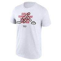 T-shirt graphique Fanatics blanc Milano Cortina 2026 Jeux olympiques d'hiver de curling avec pictogramme