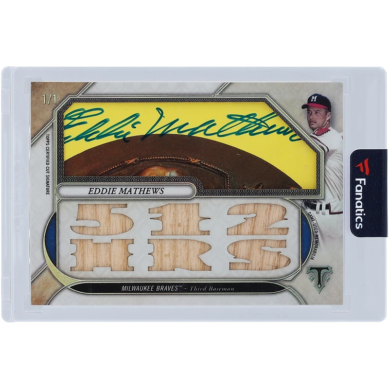 Eddie Matthews Milwaukee Braves Autographed 2017 Topps Triple Threads Game Used Relic Cut Auto #CA-EM #1/1 Card