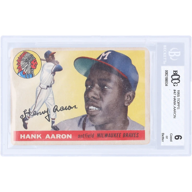 Hank Aaron Milwaukee Braves 1955 Topps #47 BCCG Authenticated 6 Card