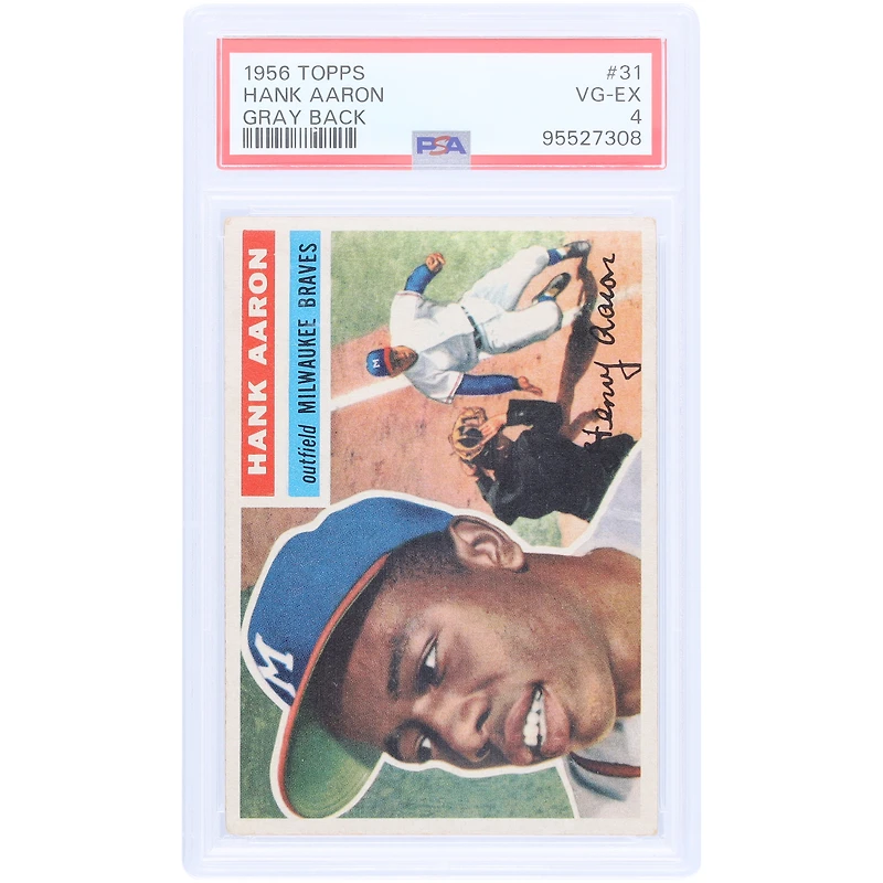 Hank Aaron Milwaukee Braves 1956 Topps Gray Back #31 PSA Authenticated 4 Card