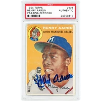 Hank Aaron Milwaukee Braves Autographed 1954 Topps #128 PSA Authenticated Rookie Card