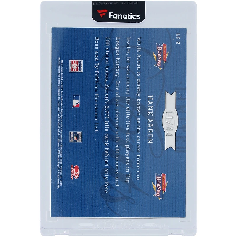 Hank Aaron Milwaukee Braves Autographed 2005 Leaf Limited Limited Cuts #LC-2 #11/44 Card