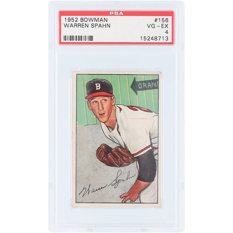 Warren Spahn Boston Braves 1952 Bowman #156 PSA Authenticated 4 Card