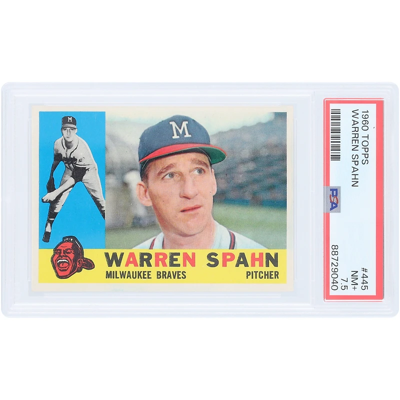 Warren Spahn Milwaukee Braves 1960 Topps #445 PSA Authenticated 7.5 Card