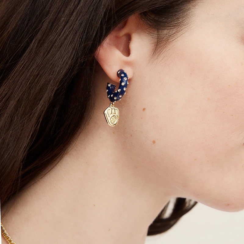 BaubleBar Milwaukee Brewers Enamel Hoop Earrings