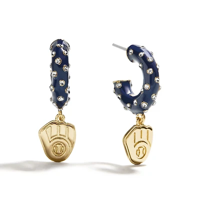 BaubleBar Milwaukee Brewers Enamel Hoop Earrings