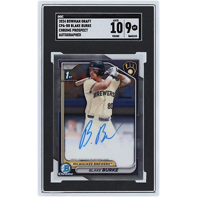 Blake Burke Milwaukee Brewers Autographed 2024 Bowman Draft Chrome Prospect Autograph #CPA-BB SGC Authenticated 9/10 Rookie Card