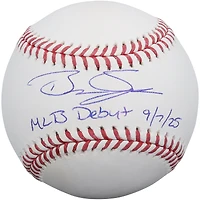Balle de baseball autographiée par Brandon Sproat des Brewers de Milwaukee avec inscription « Débuts en MLB le 7/9/25 »