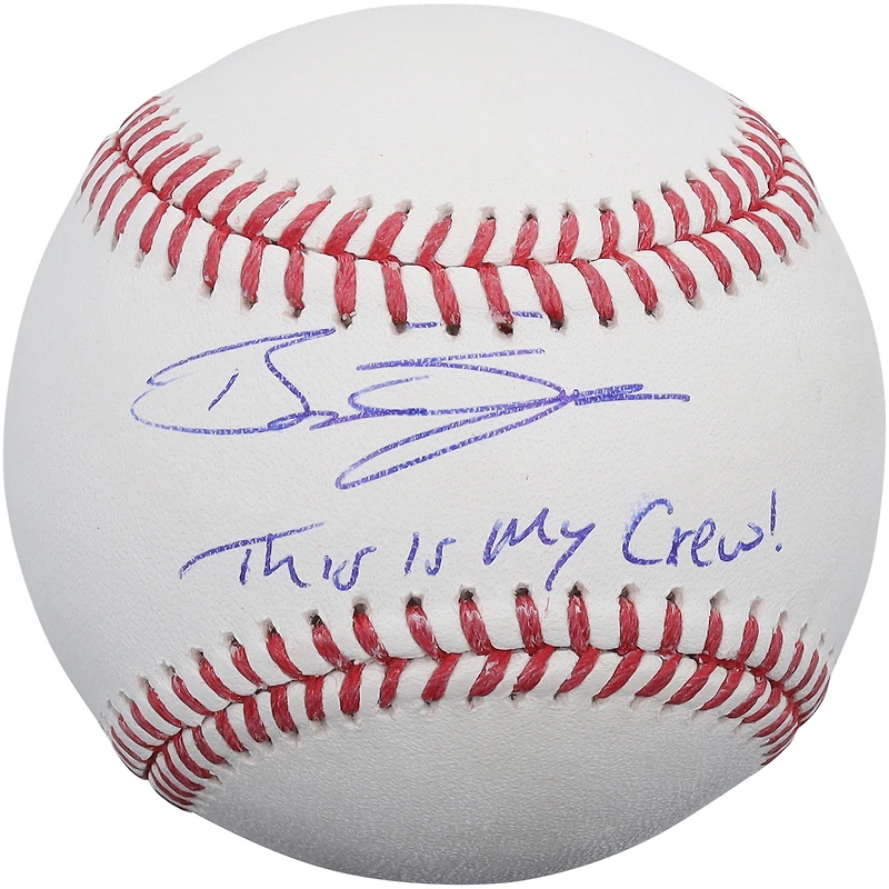 Balle de baseball autographiée par Brandon Sproat des Brewers de Milwaukee avec l'inscription « C'est mon équipe ! »