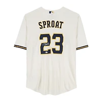 Brandon Sproat Milwaukee Brewers Autographed Cream Nike Replica Jersey