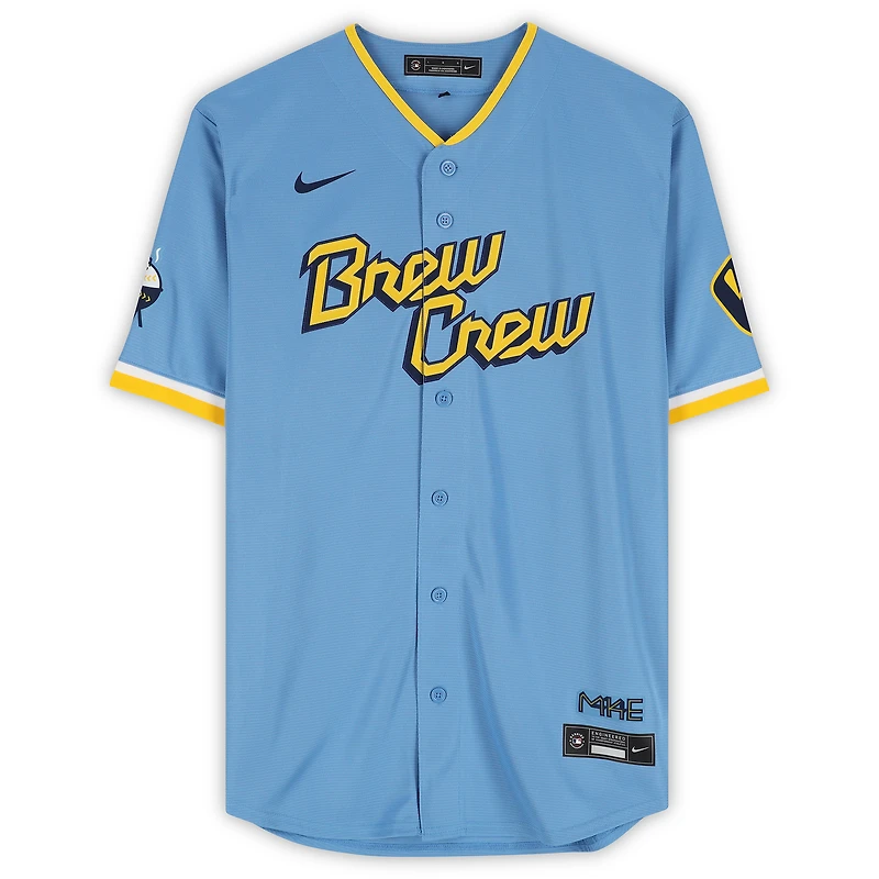 Brandon Sproat Milwaukee Brewers Autographed Light Blue Nike City Connect Limited Jersey