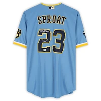 Brandon Sproat Milwaukee Brewers Autographed Light Blue Nike City Connect Limited Jersey with "This Is My Crew!" Inscription