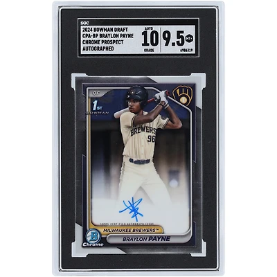 Braylon Payne Milwaukee Brewers Autographed 2024 Bowman Draft Chrome Prospect Autograph #CPA-BP SGC Authenticated 9.5/10 Card