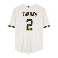 Brice Turang Milwaukee Brewers Autographed Cream Nike Replica Jersey
