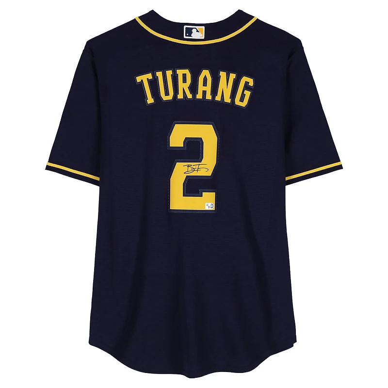 Brice Turang Milwaukee Brewers Autographed Navy Nike Replica Jersey