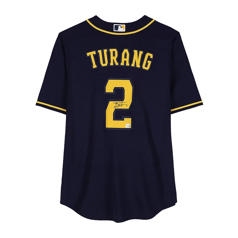 Brice Turang Milwaukee Brewers Autographed Navy Nike Replica Jersey
