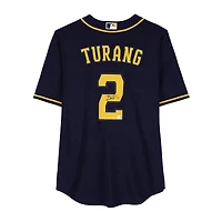 Brice Turang Milwaukee Brewers Autographed Navy Nike Replica Jersey