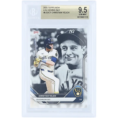 Carte Christian Yelich Milwaukee Brewers 2025 Topps Now Lou Gehrig Day #LGD-CY authentifiée BGS 9.5