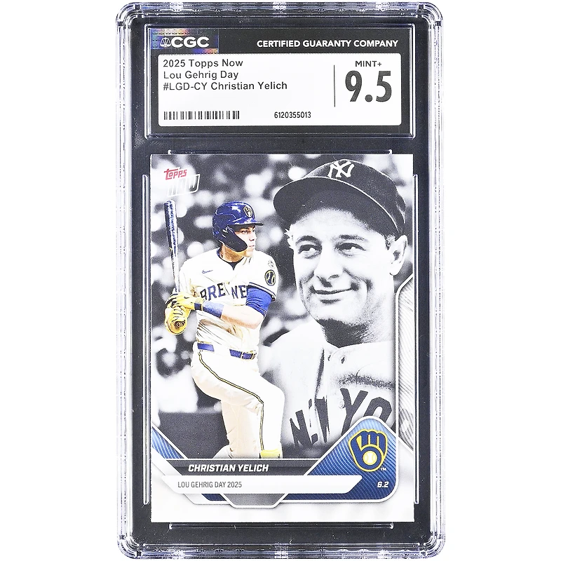 Carte Christian Yelich Milwaukee Brewers 2025 Topps Now Lou Gehrig Day #LGD-CY authentifiée CGC 9.5
