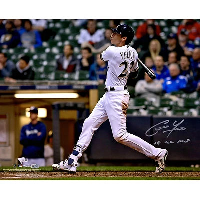 Christian Yelich Milwaukee Brewers Autographed 16" x 20" Horizontal Swinging Photograph with "18 NL MVP" Inscription