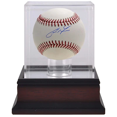 Christian Yelich Milwaukee Brewers Autographed Baseball & Mahogany Baseball Display Case