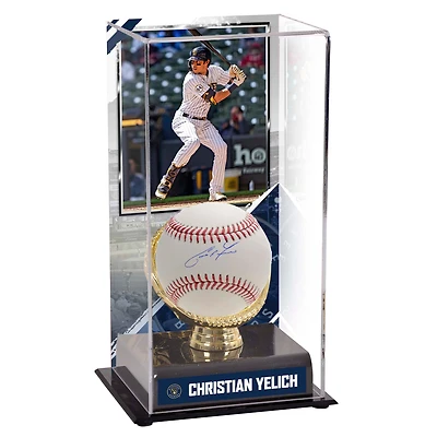 Présentoir de baseball autographié et sublimé Christian Yelich Milwaukee Brewers avec image