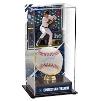 Présentoir de baseball autographié et sublimé Christian Yelich Milwaukee Brewers avec image