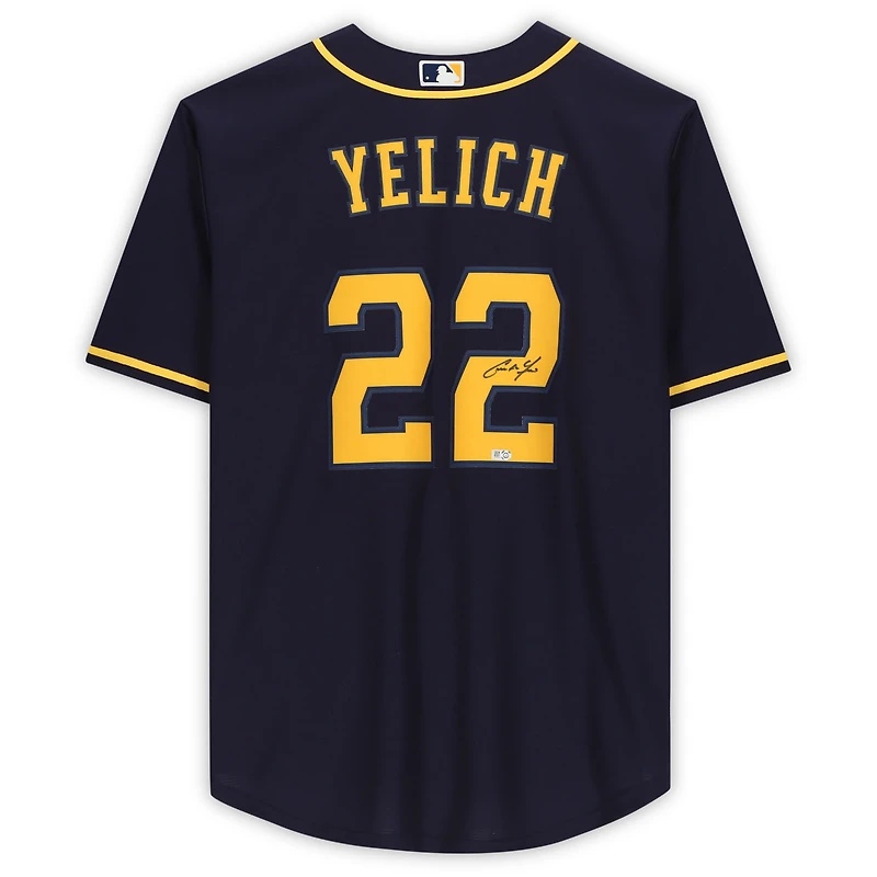 Maillot réplique Nike bleu alternatif autographié de Christian Yelich (Milwaukee Brewers)