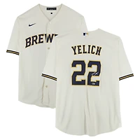 Maillot réplique Nike crème autographié de Christian Yelich (Milwaukee Brewers)