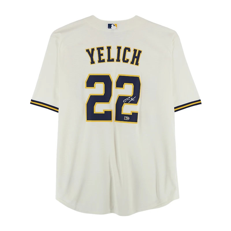 Christian Yelich Milwaukee Brewers Autographed Cream Nike Replica Jersey