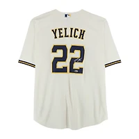 Christian Yelich Milwaukee Brewers Autographed Cream Nike Replica Jersey