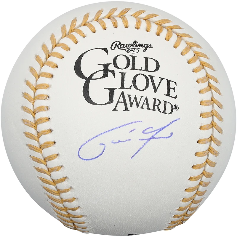 Balle de baseball autographiée par Christian Yelich des Brewers de Milwaukee, gant doré avec logo,
