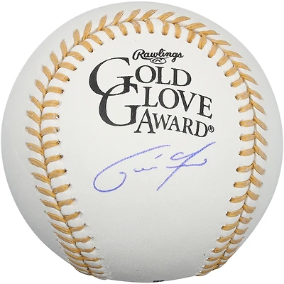 Balle de baseball autographiée par Christian Yelich des Brewers de Milwaukee, gant doré avec logo,
