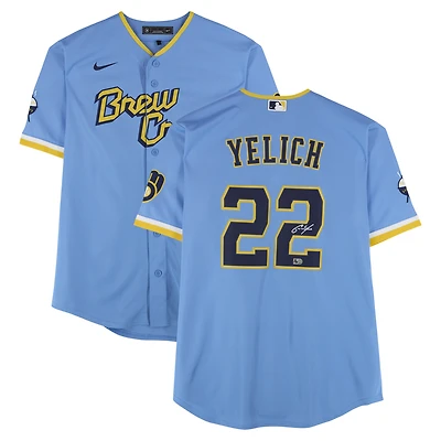 Christian Yelich Milwaukee Brewers Autographed Light Blue Nike City Connect Jersey