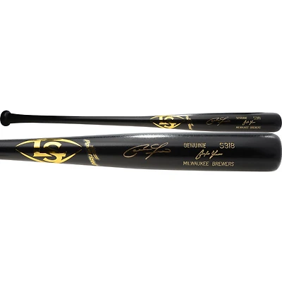 Bâton de baseball Louisville Slugger modèle match autographié par Christian Yelich, des Brewers de Milwaukee