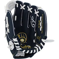 Gant Rawlings de collection de 10 pouces avec logo de l'équipe, autographié par Christian Yelich des Milwaukee Brewers