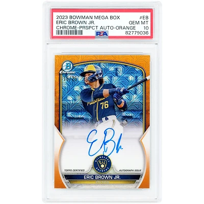 Eric Brown Jr. Milwaukee Brewers Autographed 2023 Bowman Chrome Mega Box Orange #BMA-EB #15/25 PSA Authenticated 10 Card