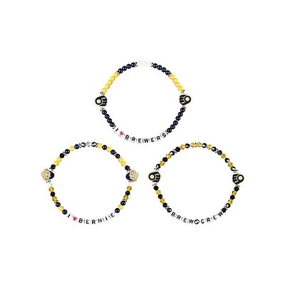FOCO Milwaukee Brewers 3-Pack Friendship Bracelet Set