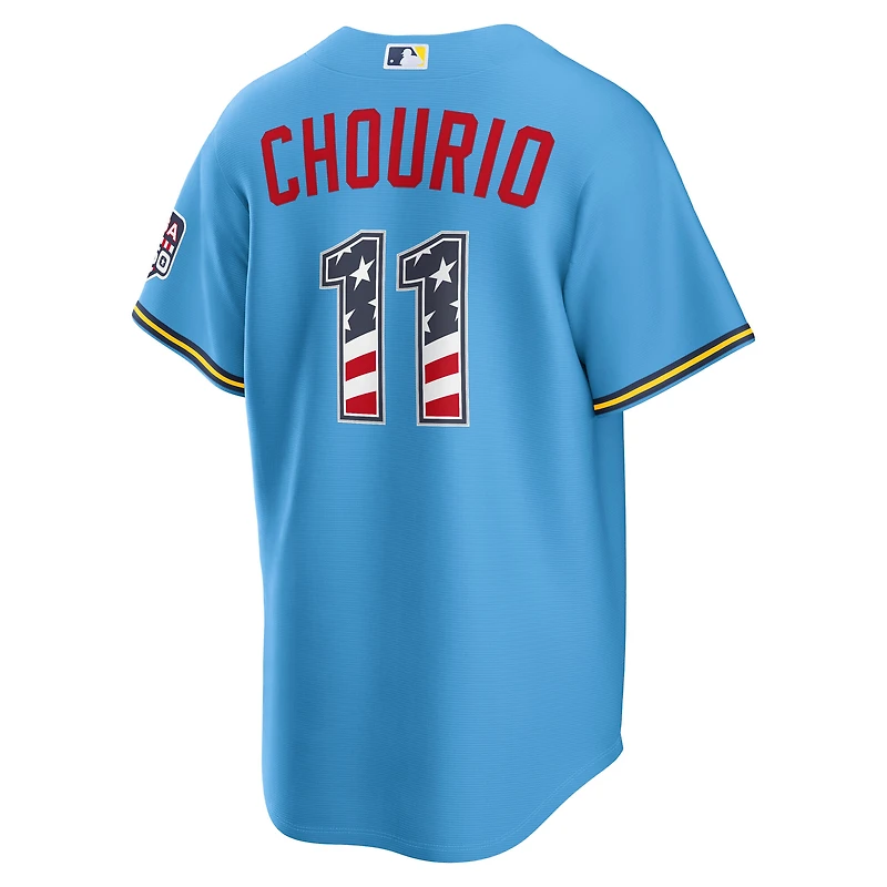 Fourth of July Men's Milwaukee Brewers Jackson Chourio Nike Light Blue USA 250 Stadium Jersey