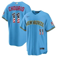 Fourth of July Men's Milwaukee Brewers Jackson Chourio Nike Light Blue USA 250 Stadium Jersey
