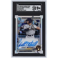 Carte de prospection chromée Topps Bowman 2021 autographiée par Garrett Mitchell des Milwaukee Brewers, réfracteur n° CPA-GMI n° 172/499 SGC, authentifiée 9/10