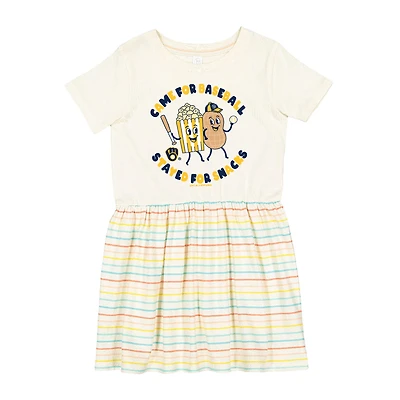 Girls Toddler Soft as a Grape White Milwaukee Brewers Snack Dress