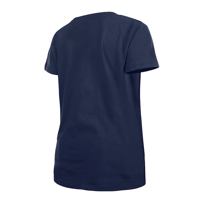 Girls Youth New Era Navy Milwaukee Brewers Flip Sequin Team V-Neck T-Shirt
