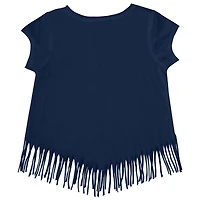 T-shirt à franges et rayures bleu marine pour jeunes filles, motif Tiny Turnip, des Milwaukee Brewers