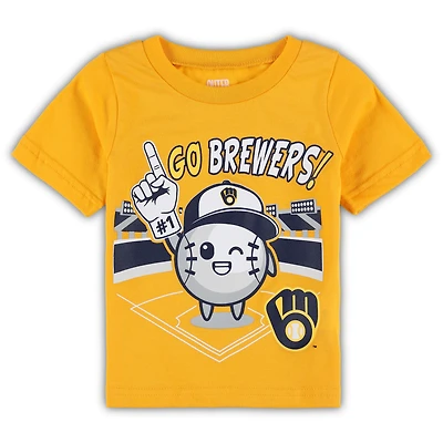 T-shirt pour bébé Gold Milwaukee Brewers Ball Boy