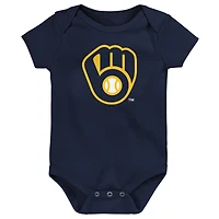 Ensemble de trois bodies Slide Home pour bébé Milwaukee Brewers