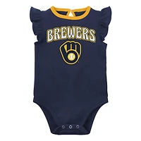 Lot de deux bodys Little Fan des Milwaukee Brewers pour bébé bleu marine/gris chiné