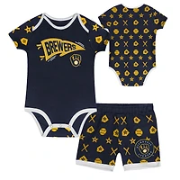 Ensemble de couvre-couches 2 pièces pour bébé bleu marine Milwaukee Brewers On Deck
